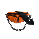 Rachel Orange Liquid Nylon Quilted Sling/Bum Bag with Resin Chain and 2" Strap