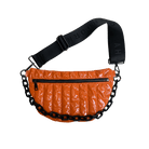Reese Orange Liquid Nylon Quilted Sling/Bum Bag with Resin Chain and 2" Strap