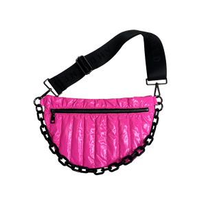 Reese Quilted Sling/Waist Bag w/Black Resin Chain & 2" Solid Black Adjustable Strap