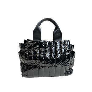 Rosie Quilted Tote w/Black Resin Chain & 2" Adjustable Solid Black Strap