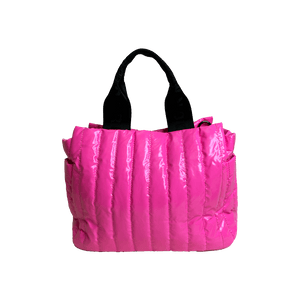 Rosie Quilted Tote w/Black Resin Chain & 2" Adjustable Solid Black Strap