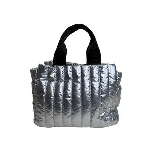 Rosie Quilted Tote w/Black Resin Chain & 2" Adjustable Solid Black Strap