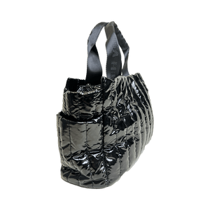 Rosie Quilted Tote w/Black Resin Chain & 2" Adjustable Solid Black Strap