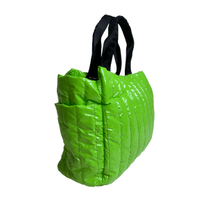 Rosie Quilted Tote w/Black Resin Chain & 2" Adjustable Solid Black Strap