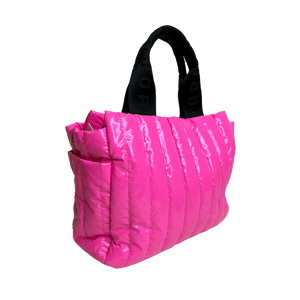 Rosie Quilted Tote w/Black Resin Chain & 2" Adjustable Solid Black Strap