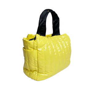 Rosie Quilted Tote w/Black Resin Chain & 2" Adjustable Solid Black Strap