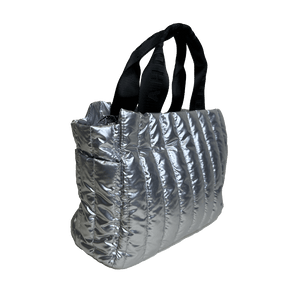 Rosie Quilted Tote w/Black Resin Chain & 2" Adjustable Solid Black Strap
