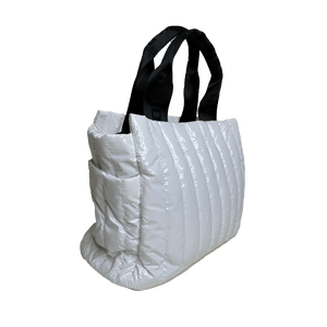 Rosie Quilted Tote w/Black Resin Chain & 2" Adjustable Solid Black Strap