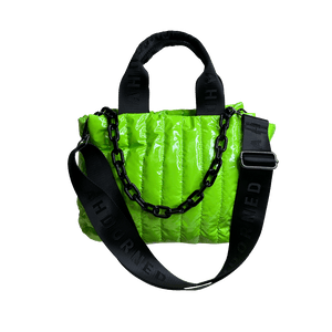 Rosie Quilted Tote w/Black Resin Chain & 2" Adjustable Solid Black Strap