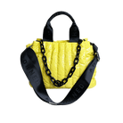 Rosie Yellow Liquid Nylon Quilted Tote with Resin Chain and 2" Strap