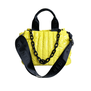 Rosie Quilted Tote w/Black Resin Chain & 2" Adjustable Solid Black Strap