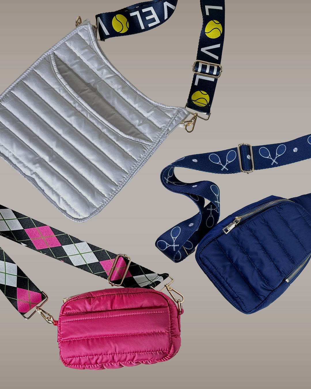 Image of assorted sport bag and sport bag straps