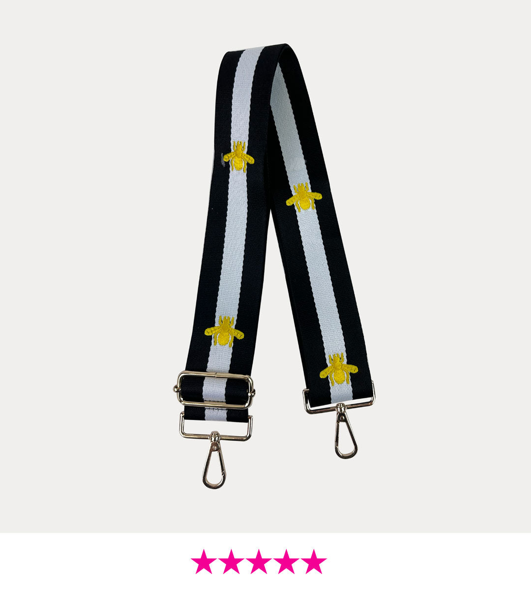 Image of the Bee Bag Strap in Black & White