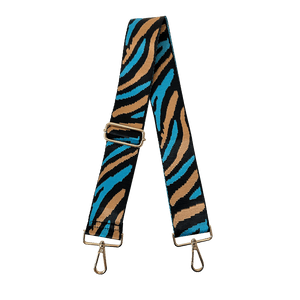Black/Turquoise & Camel Zebra Animal Print Bag Strap