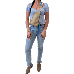 Nora Khaki Nylon Sling Bag with 2" Strap