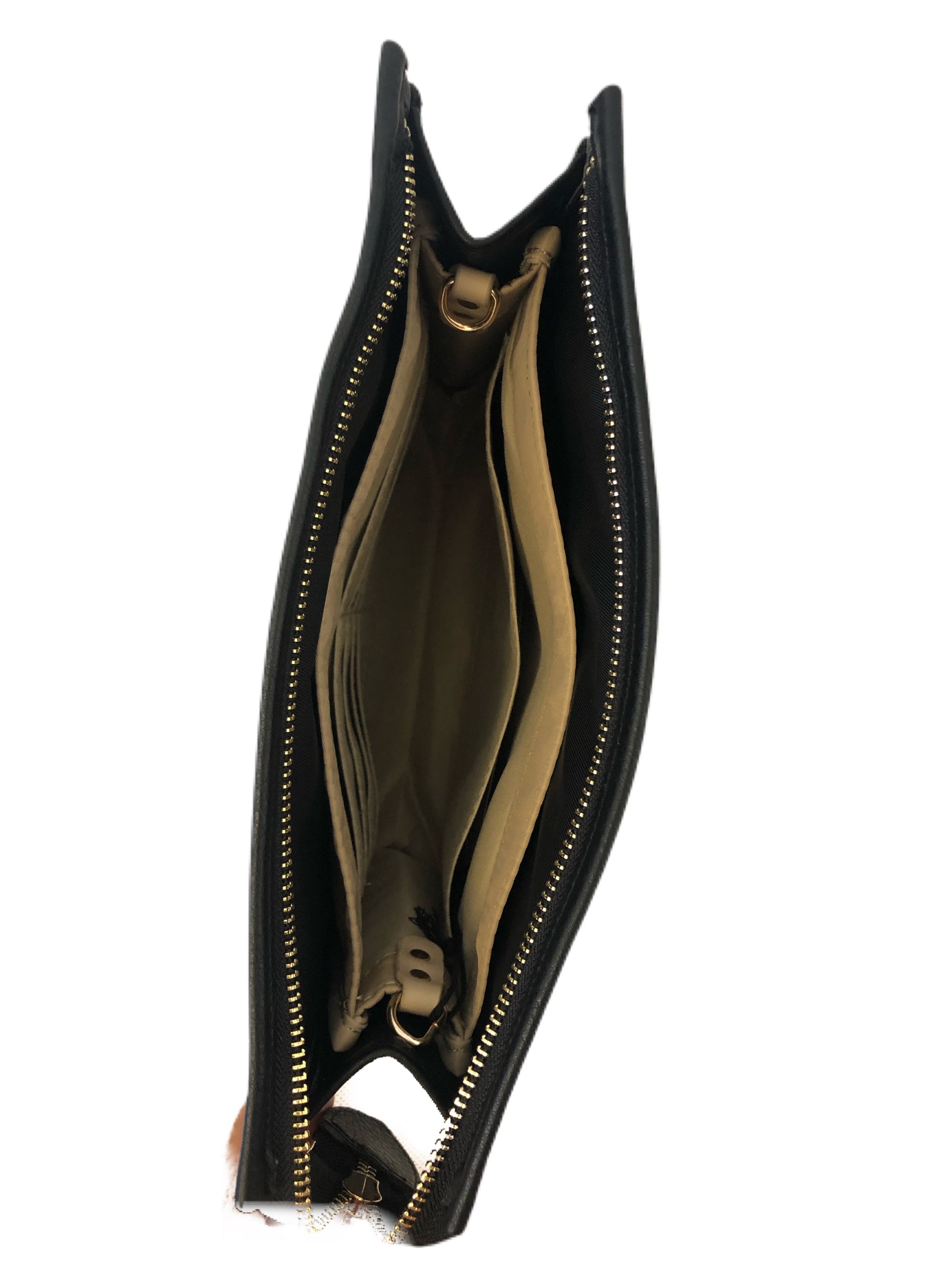 BEIGE NYLON BAG INSERT W/GOLD D-RINGS