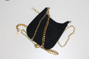 Black Messenger Bag with Gold Chain Strap