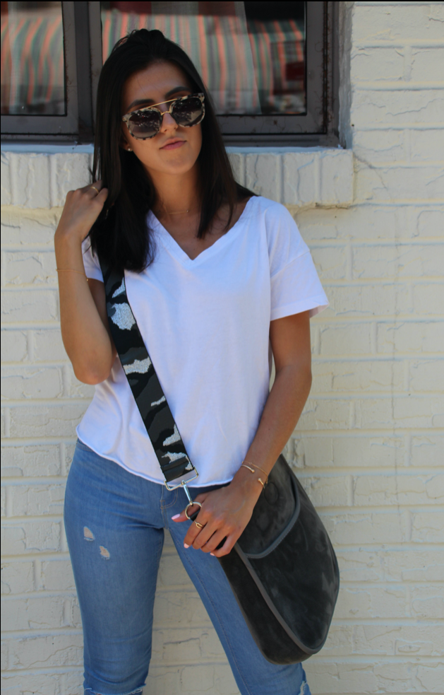 Silver Camo Print 2" Adjustable Bag Strap w/Silver Hardware AHDORNED